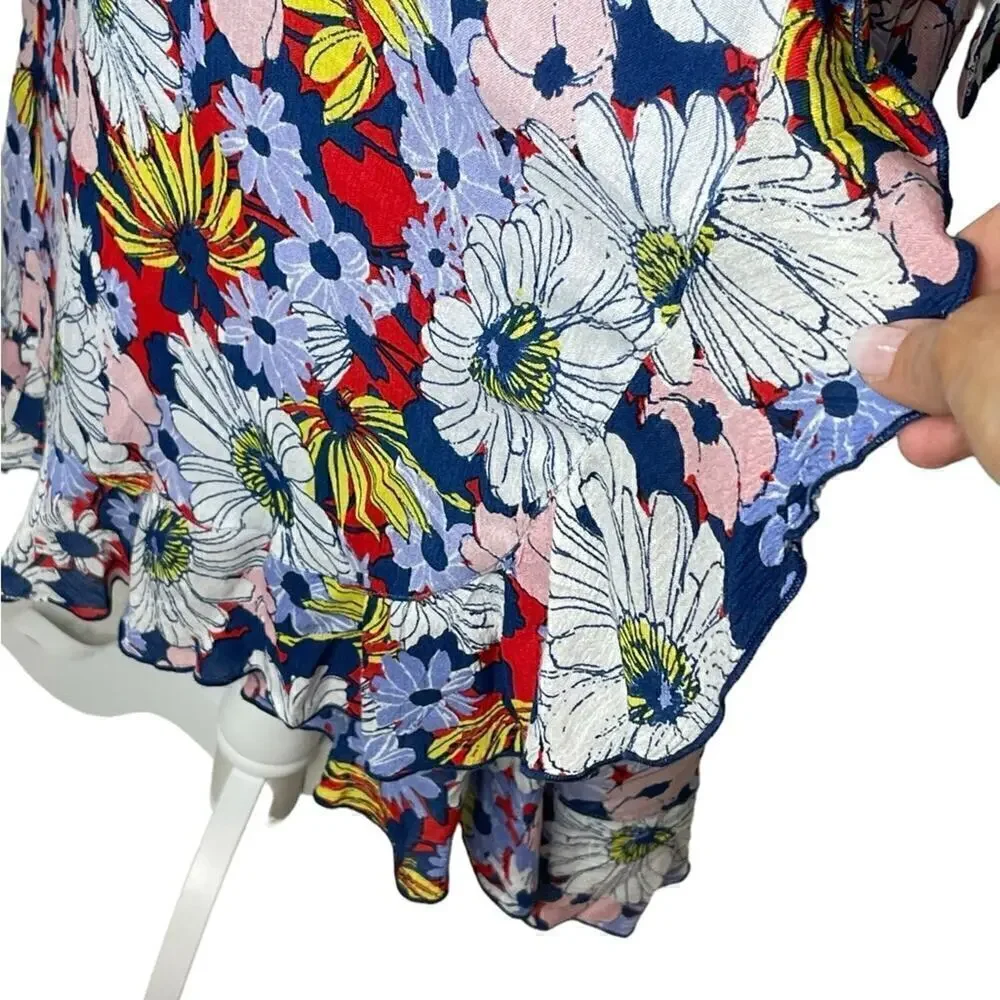 Maeve Sybil Wrap Skirt Floral Blue Small Petite spring cottage core midi length